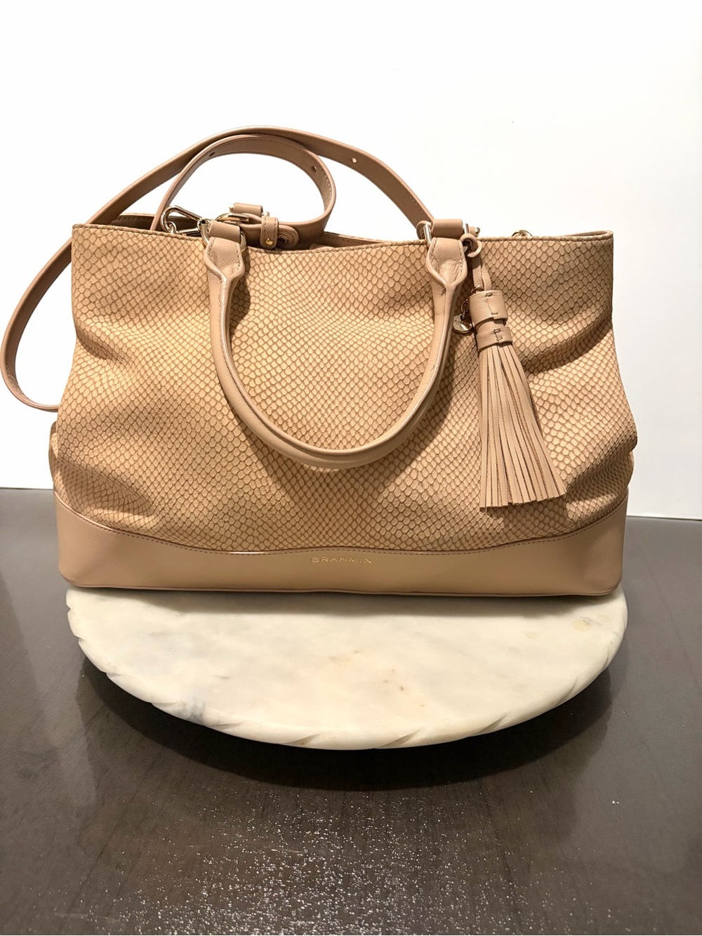 Brahmin Denise Dawnlight Carryall Extra-Large Leather Tassel Tote Leather Bag